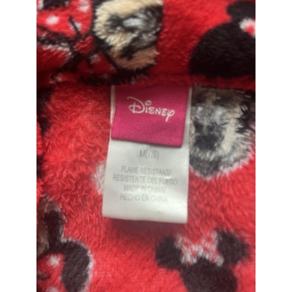 Girls DISNEY Minnie Mouse Red/Plush Robe Size 7/8 with tie belt - Picture 2 of 6